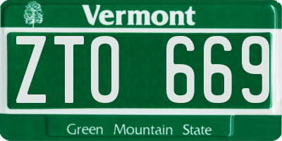 VT license plate ZTO669
