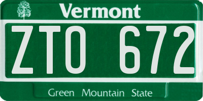 VT license plate ZTO672