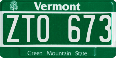 VT license plate ZTO673