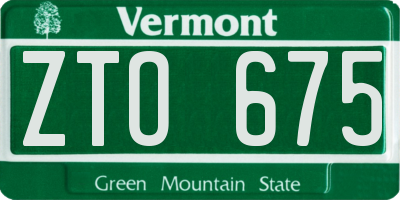 VT license plate ZTO675