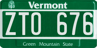 VT license plate ZTO676