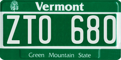 VT license plate ZTO680