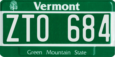 VT license plate ZTO684