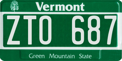 VT license plate ZTO687