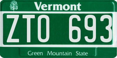 VT license plate ZTO693