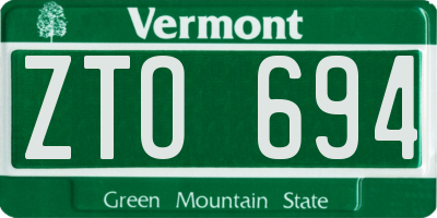 VT license plate ZTO694