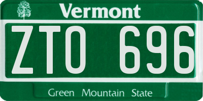 VT license plate ZTO696