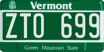 VT license plate ZTO699