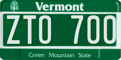 VT license plate ZTO700