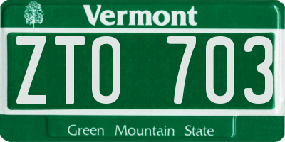 VT license plate ZTO703