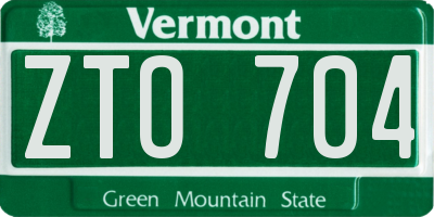 VT license plate ZTO704