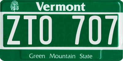 VT license plate ZTO707