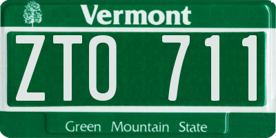 VT license plate ZTO711