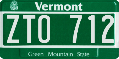 VT license plate ZTO712