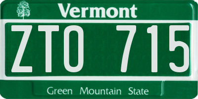 VT license plate ZTO715