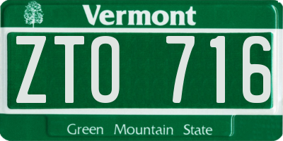 VT license plate ZTO716