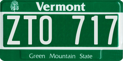 VT license plate ZTO717