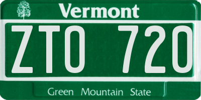 VT license plate ZTO720