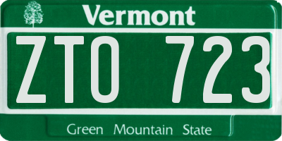 VT license plate ZTO723