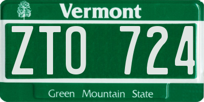VT license plate ZTO724