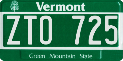 VT license plate ZTO725