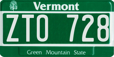 VT license plate ZTO728
