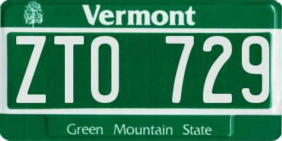 VT license plate ZTO729