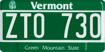 VT license plate ZTO730