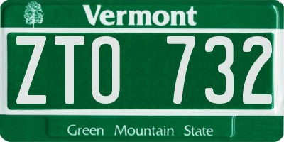 VT license plate ZTO732