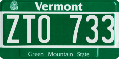 VT license plate ZTO733