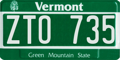 VT license plate ZTO735