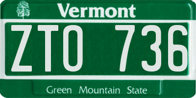 VT license plate ZTO736