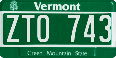 VT license plate ZTO743