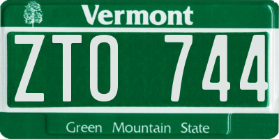 VT license plate ZTO744
