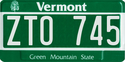 VT license plate ZTO745