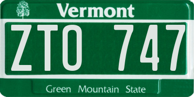 VT license plate ZTO747