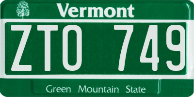 VT license plate ZTO749