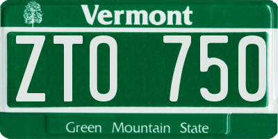 VT license plate ZTO750