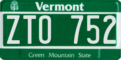 VT license plate ZTO752
