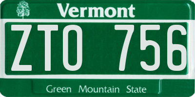 VT license plate ZTO756