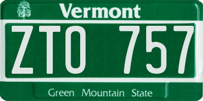 VT license plate ZTO757