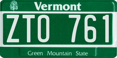 VT license plate ZTO761