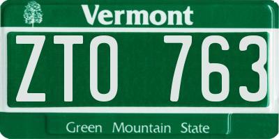 VT license plate ZTO763