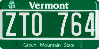 VT license plate ZTO764