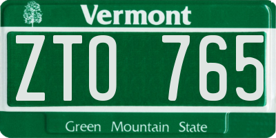 VT license plate ZTO765