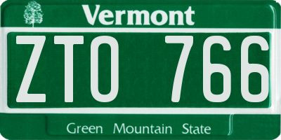 VT license plate ZTO766