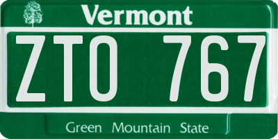 VT license plate ZTO767