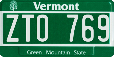 VT license plate ZTO769