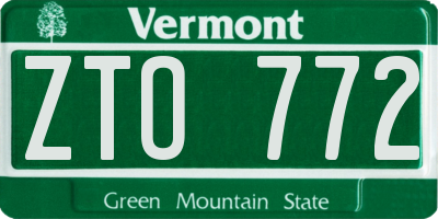 VT license plate ZTO772