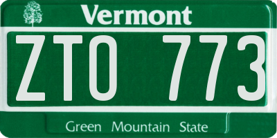 VT license plate ZTO773